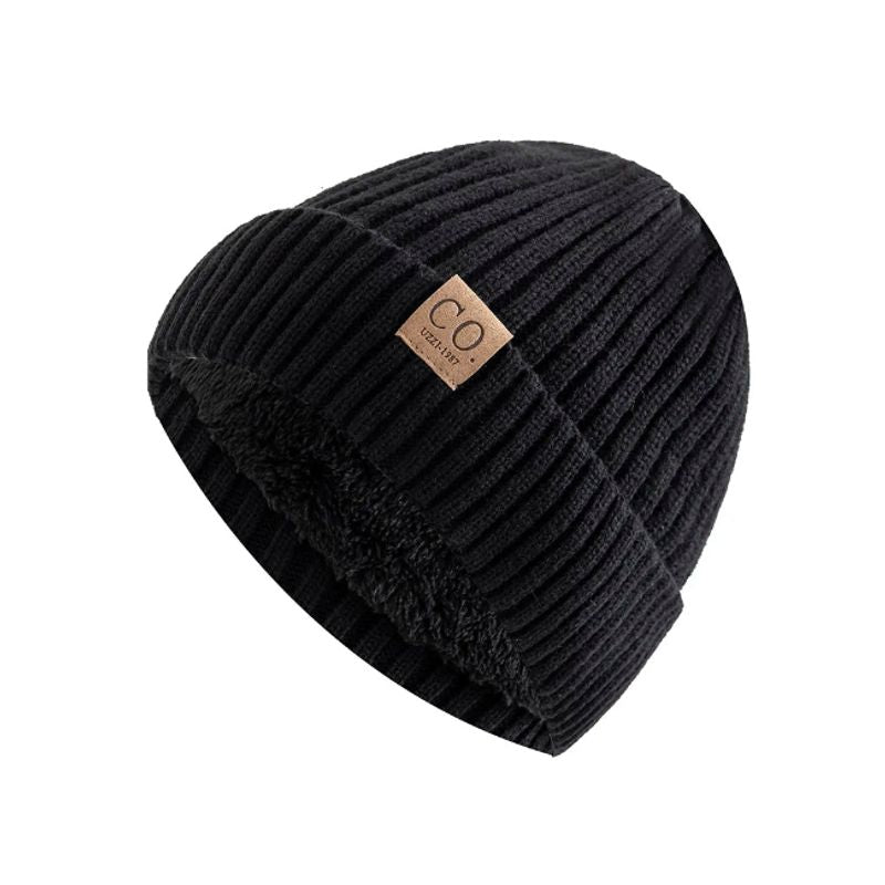 Bonnet Aspen en laine acrylique avec doublure peluche douce et chaude en polyester - coloris noir