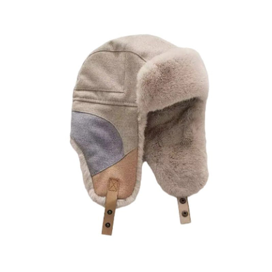 Bonnet bombardier Fonck en coton et fausse fourrure peluche présenté de trois-quart face - chapka homme - coloris gris