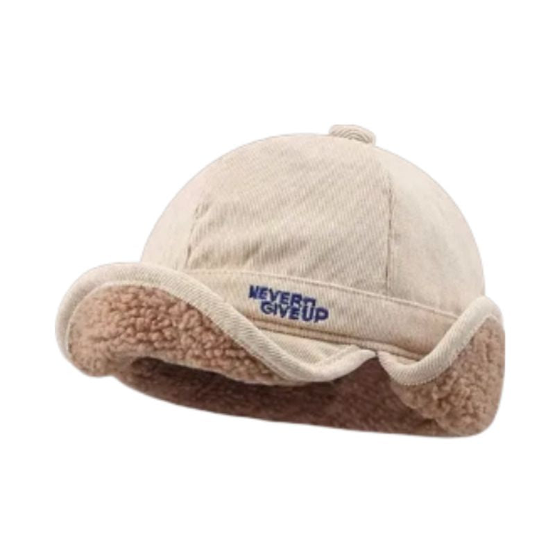 Bonnet à visière bombardier Fokker en cordura avec doublure peluche en polyester - coloris blanc beige