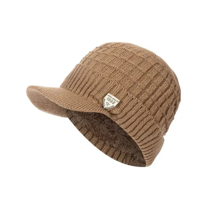 Bonnet à visière Calgari en laine acrylique avec doublure peluche - coloris beige