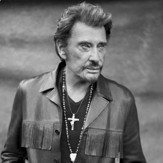 Collier Rock Johnny Halliday avec pendentif, crucifix croix et guitare