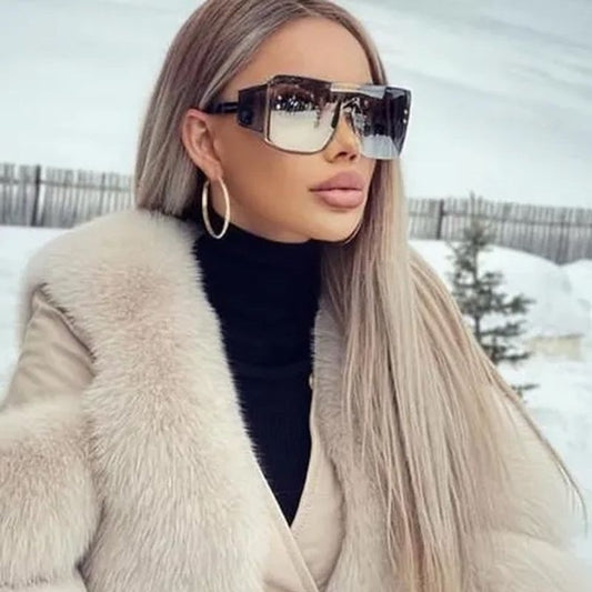 Lunette de soleil carré or mode panamiste en métal - tendance mode surdimensionnée - protection UV400