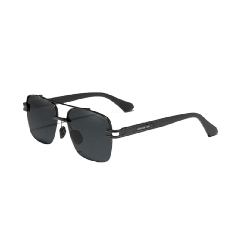 Lunettes de soleil demi-monture carrées en métal pour homme - coloris gris et noir