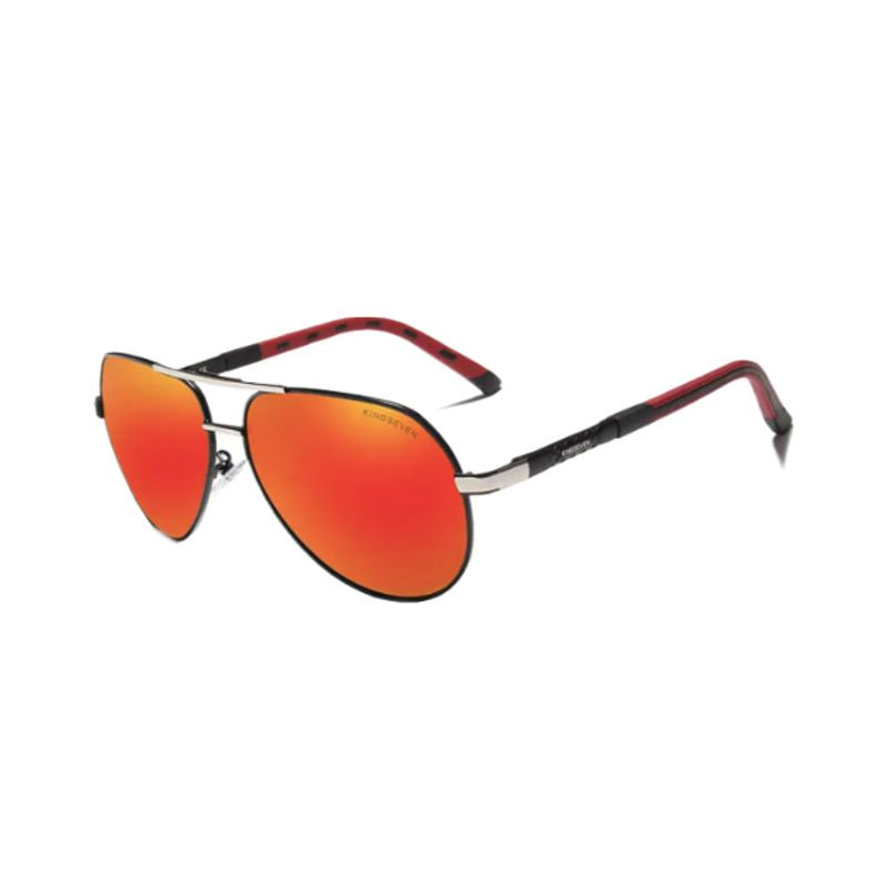 Lunettes de soleil pilote Ari avec verres polarisés et cadre en aluminium - coloris rouge et argent