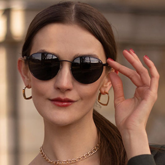 Lunettes de soleil unisexe avec monture ronde en métal - verres polycarbonate polarisés