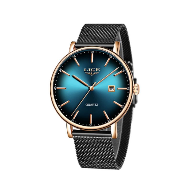 Montre Top luxe avec bracelet maille milanaise pour femme - coloris vert et or rose