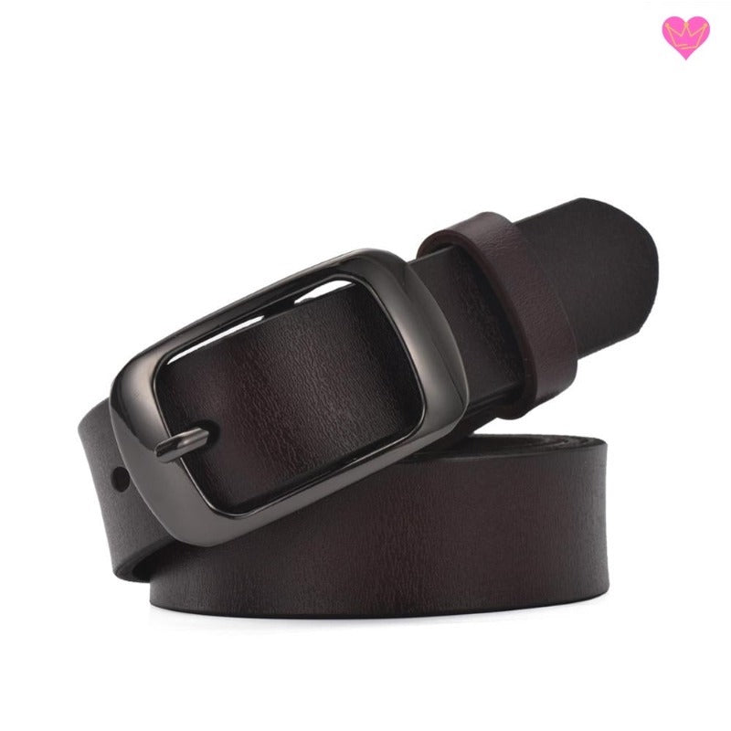 Ceinture Lisa Casual en Cuir Café pour Femme