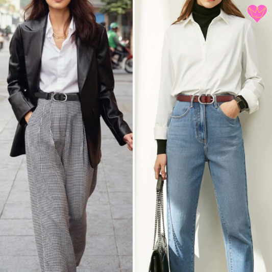 Ceinture femme casual et chic de qualité en peau de cuir fendu de vachette avec revêtement de protection et boucle ardillon en métal