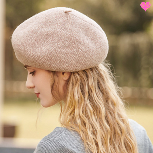 Béret chevrons intemporels tendances pour femme - casual-chic à la française - tricoté laine mélange cachemire - taille unique