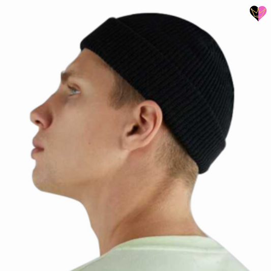 Bonnet court style marin en laine acrylique et coton pour climat modéré - unisexe