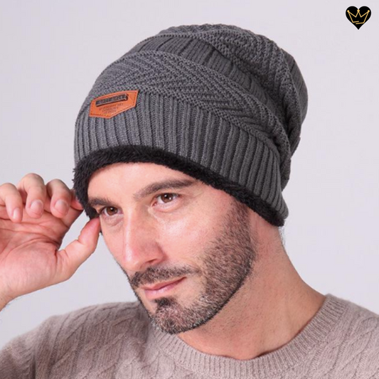 Bonnet homme taille unique extensible avec doublure peluche en polyester de couleur unie assortie à la laine