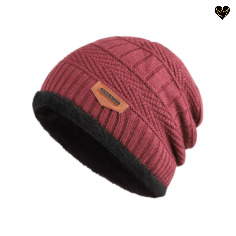 Bonnet Irpin en laine acrylique et coton pour homme avec doublure en peluche - coloris bordeaux