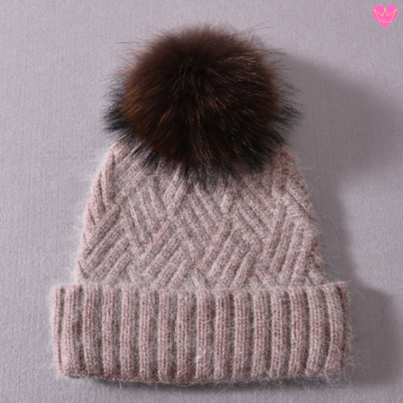 Bonnet Vamdalen en Angora avec Pompon pour Femme