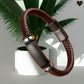 Bracelet bohochic avec charms tube en acier pour homme - cuir - fermoir magnétique 