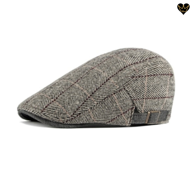 Casquette anglaise Philip plate à chevrons avec visière intégrée - laine mélange polyester de qualité à effet tweed - genre homme - coloris gris clair