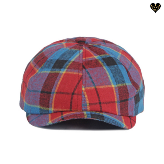 Casquette béret à visière au motif carreaux écossais en coton et polyester tartan pour homme