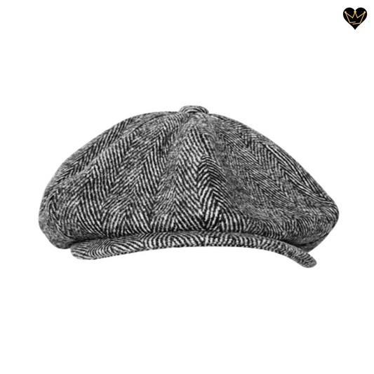Casquette béret à visière de style chic irlandais en laine mélangée effet tweed pour l'homme