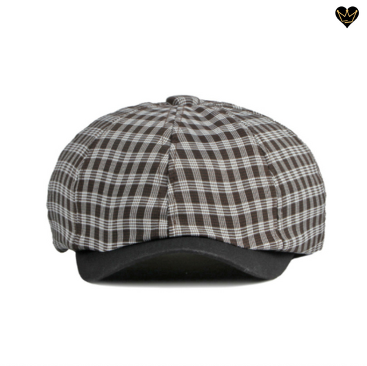 Casquette béret à visière incurvée de style irlandais en coton - motif carreaux pour homme