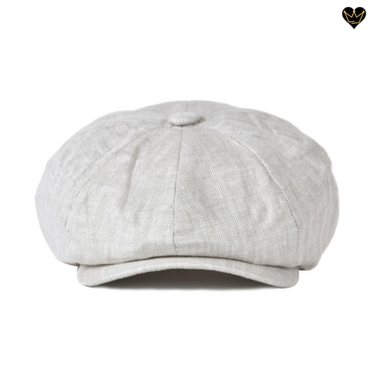 Casquette béret à visière de style irlandais en lin chevrons pour homme