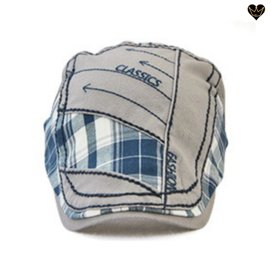 Casquette de golf plate classique au motif tartan patchwork avec visière intégrée pour homme
