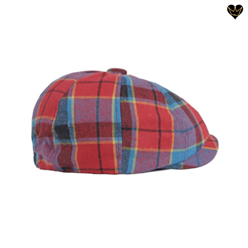 Casquette irlandaise tartan - béret à carreaux avec visière incurvée en coton et polyester pour homme - coloris rouge