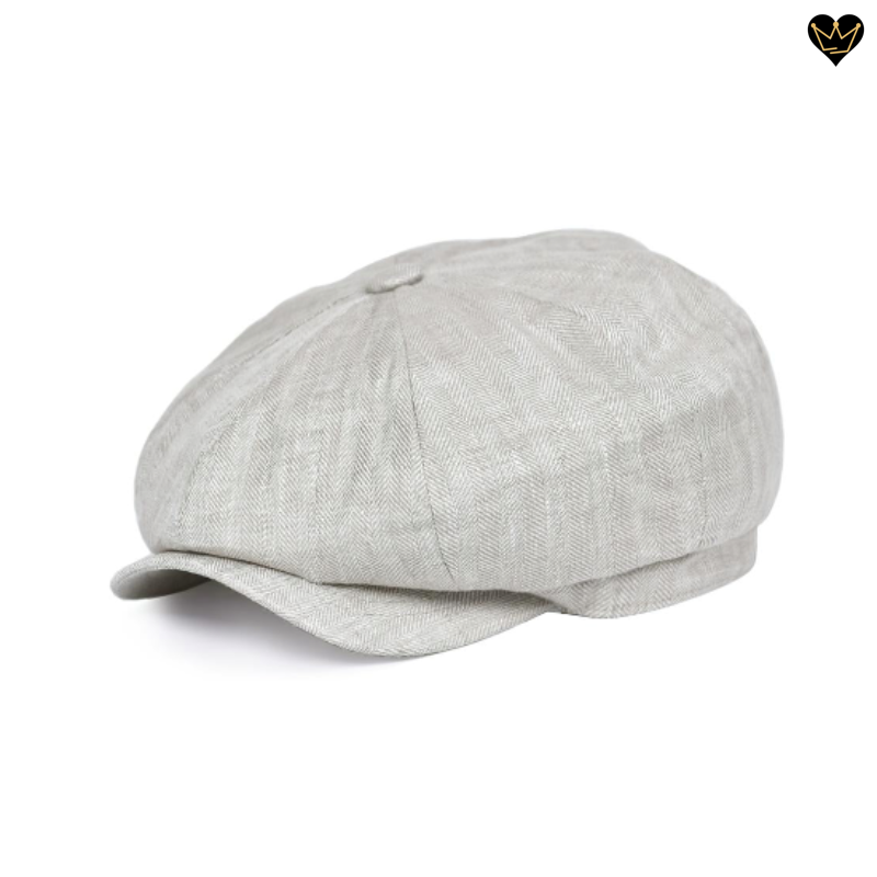 Casquette irlandaise Shelby - béret en tissus de lin chevrons de qualité avec large visière curve - homme - coloris gris clair