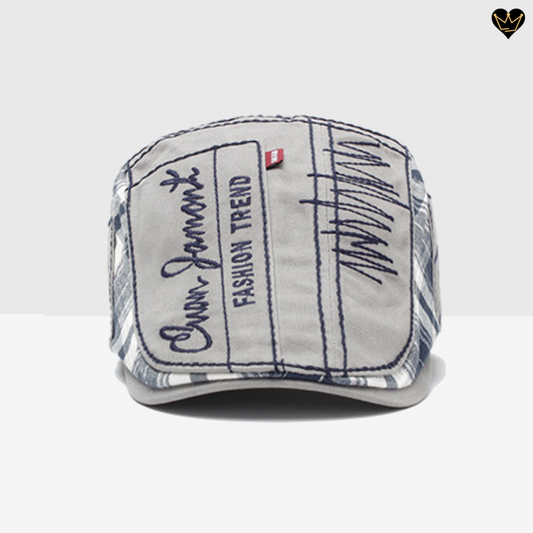 Casquette Jamont de golf plate classique au motif fashion tartan patchwork avec visière intégrée pour homme