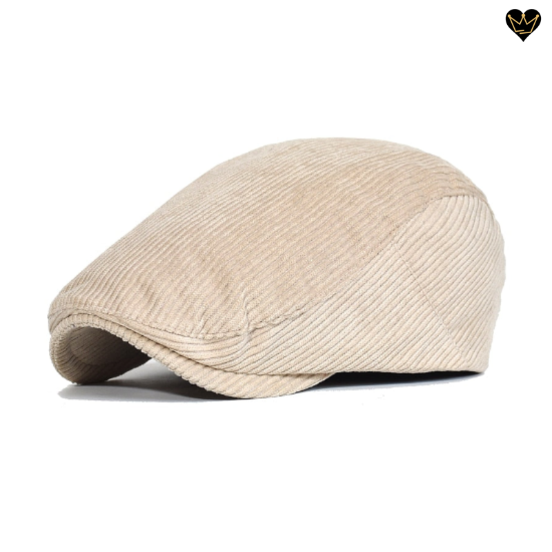 Casquette de style anglais Bryan - plate avec visière curve intégrée - velours côtelé de coton de qualité - coloris beige