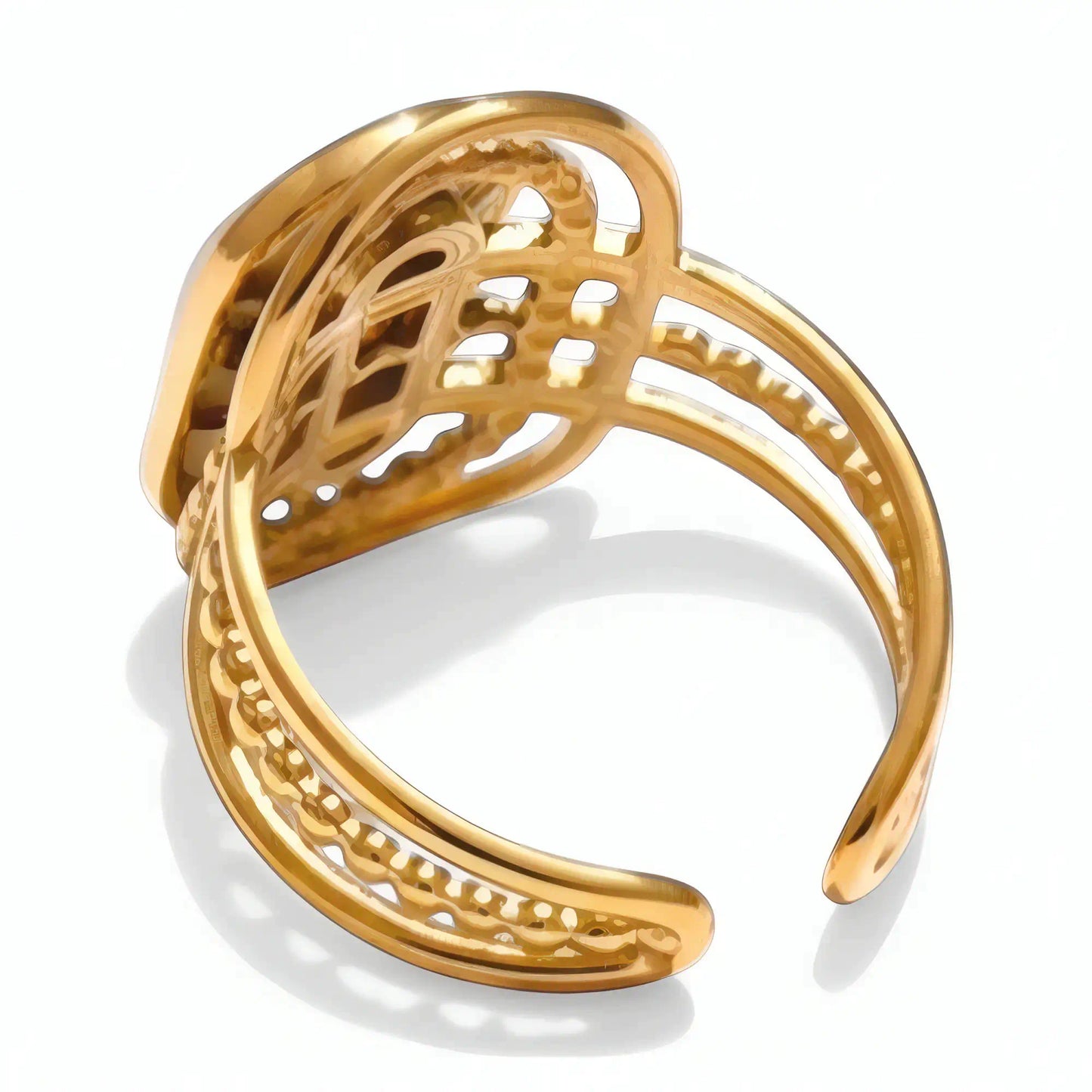 Profil bague ajustable acier or jonc perlé triple rang Eora Akrochic