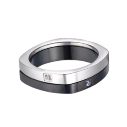 Bague Carrée Rotative en Acier Inoxydable - Design Moderne et Unique