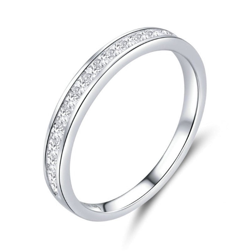 Bague cascade en argent, anneau serti de zircone blanc alliance pour femme