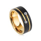 Bague Étoile Filante, élégance masculine, anneau céleste avec zircone cubique blanche en acier inoxydable de couleur or et noir – Homme.