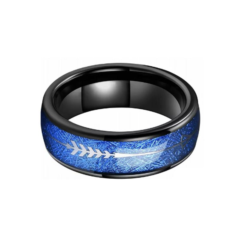 Bague Flèche Egil pour homme en acier inoxydable – coloris noir et bleu.