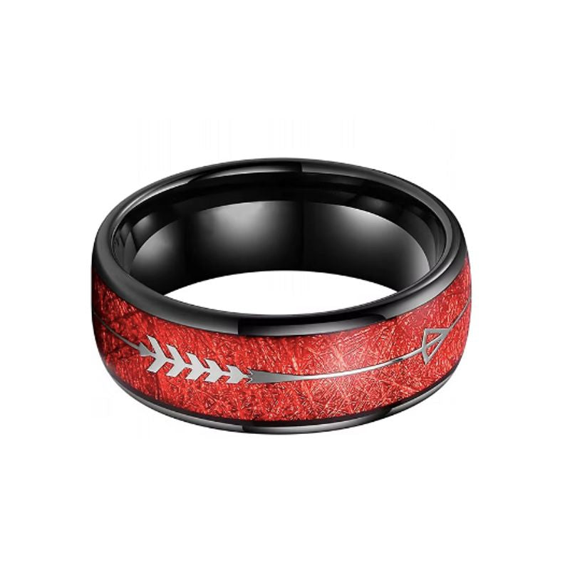 Bague Flèche Egil pour homme en acier inoxydable – coloris noir et rouge.