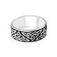 Bague avec nœuds celtique viking en acier inoxydable pour homme, fond blanc – coloris de l'anneau, argent et noir.