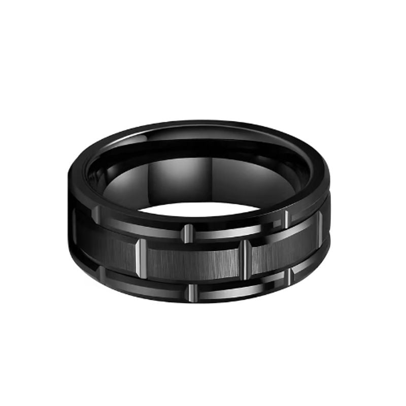 Bague rang de brique pour homme en acier inoxydable – coloris noir.