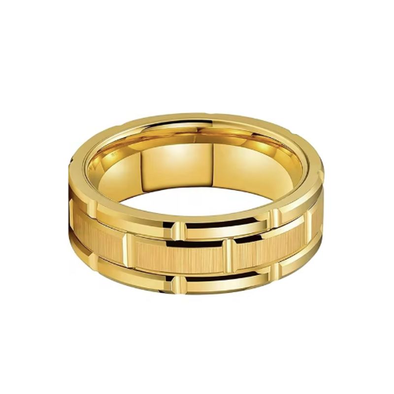 Bague rang de brique pour homme en acier inoxydable – coloris or.