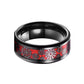 Bague roue dentée steampunk pour homme en acier inoxydable – coloris noir et rouge.