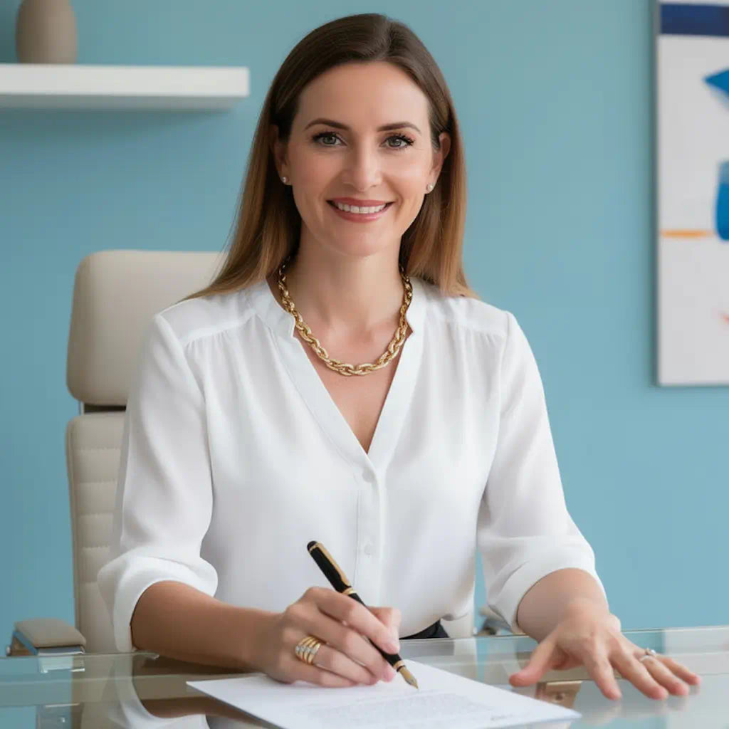 Plan poitrine mettant en scène la bague Lyra en plaqué or 14K au doigt d'une femme souriante. Architecture géométrique et ajourée magnifiée par des zircones cubiques blanches.