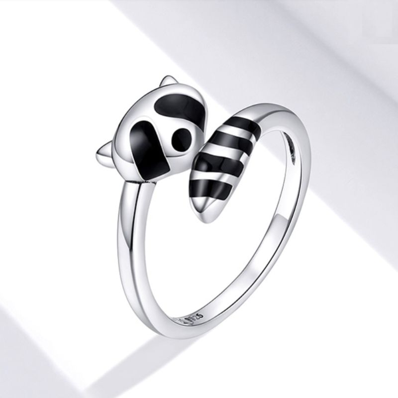 Bague raton laveur en argent sterling 925 pour femme