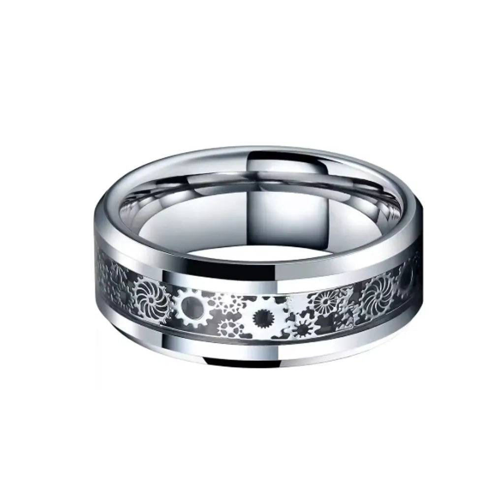 Bague En Acier Inoxydable Akitsune - Design Filigrane Grec, Unisexe, Taille 49.5