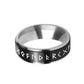 Bague Rune Viking, anneau rotatif en acier inoxydable pour homme – coloris noir et argent.