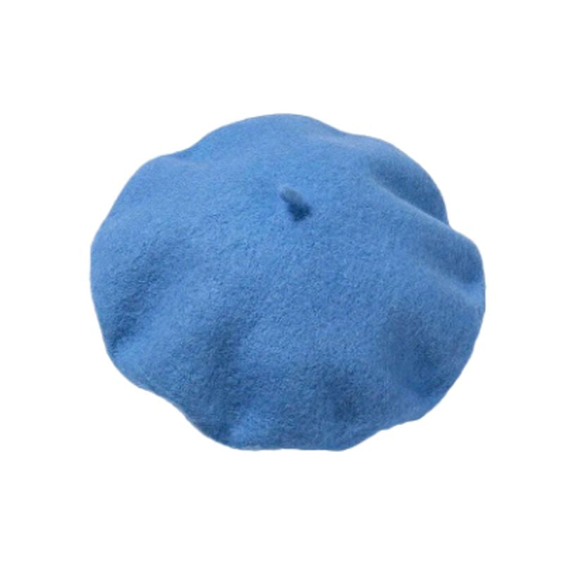 Béret Classique Braque de style français en feutre de laine pour femme - coloris bleu ciel