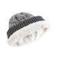 Bonnet Aspen pour les sports d'hiver, laine dense en acrylique chaude et douce - doublure confortable en peluche de couleur blanche - coloris d'ensemble gris et blanc