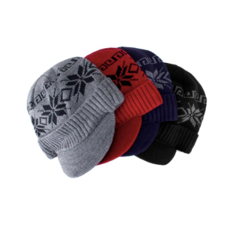 Bonnet Fargo en laine, casquette d'hiver à visière dure - couleurs disponibles, gris, rouge, bleu marine et noir