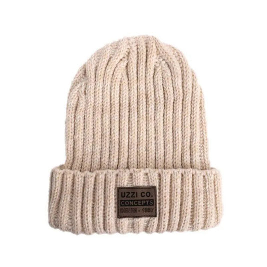 Bonnet Harbin tricoté en laine acrylique et coton mélangé pour homme - coloris beige