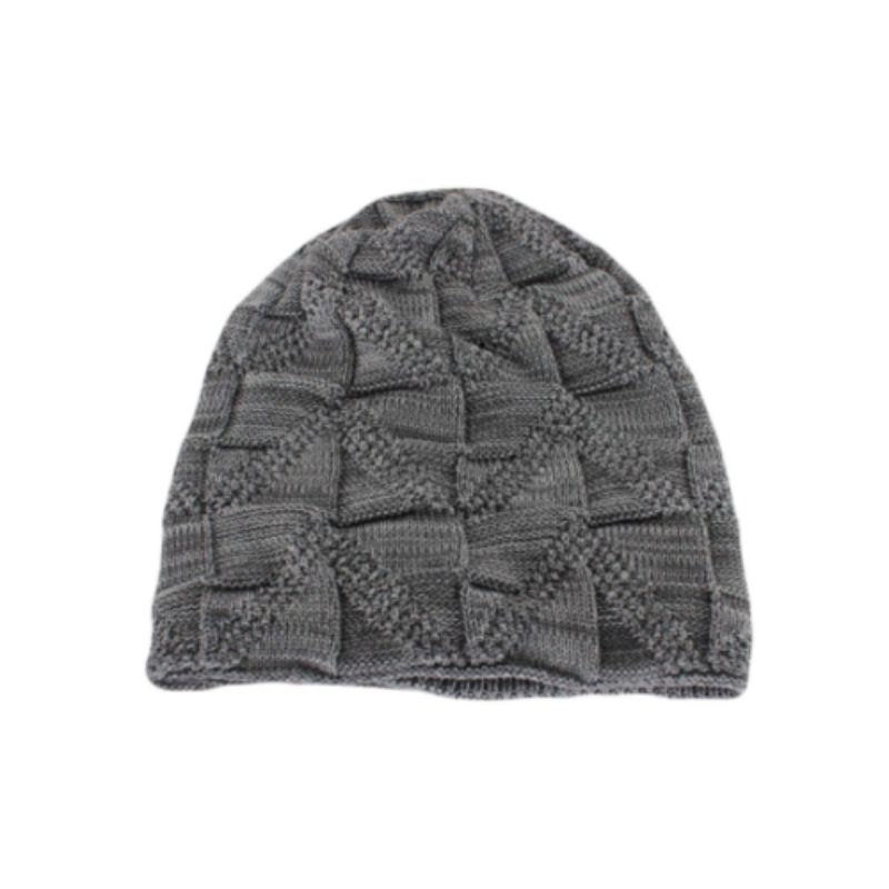 Bonnet tricoté pour homme au motif chevron - doublure peluche synthétique de qualité - coloris gris