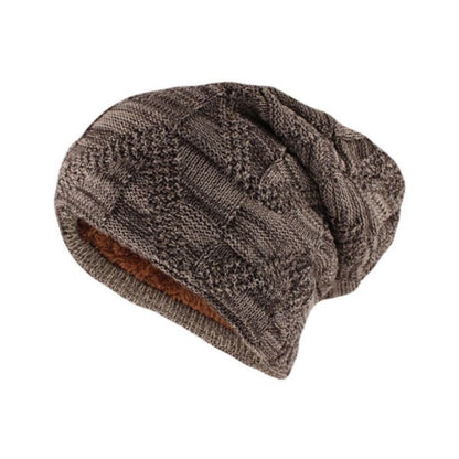 Bonnet Oulu à chevrons pour homme en laine acrylique de qualité avec doublure peluche en polyester - coloris marron