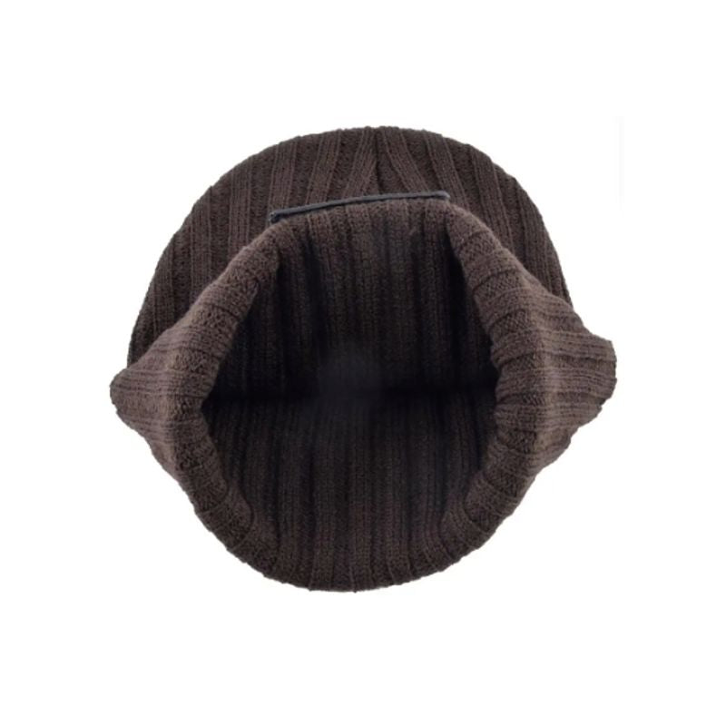 Bonnet Renard en laine acrylique douce. Intérieur chaud et non irritable pour un confort au top. Bonnet unisexe de couleur marron