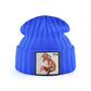 Bonnet Renard en laine acrylique, doux et chaud - écusson brodé Fox - coloris bleu roi
